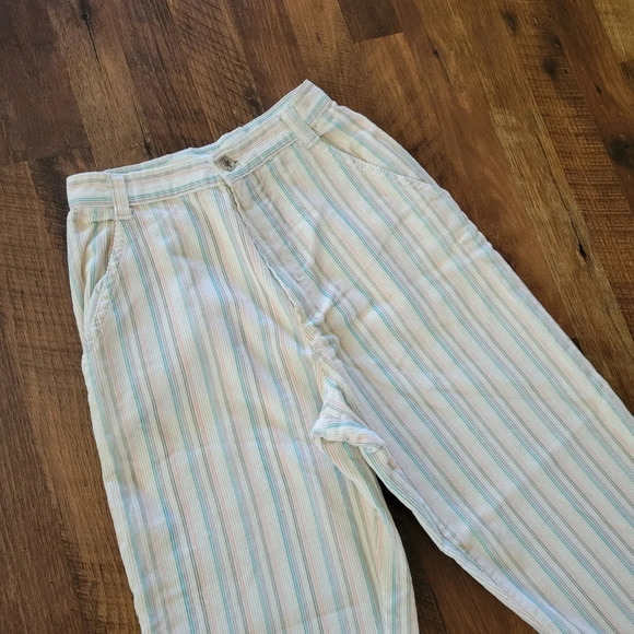 VTG TOPSON DOWNS White Pastel Multi-Colored Corduroy Pants High Waisted Tapered - Picture 3 of 8